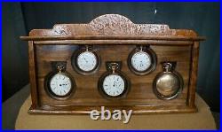 Pocket watch display case, displays 5 watches, 2-16s 3-18s