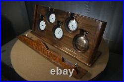 Pocket watch display case, displays 5 watches, 2-16s 3-18s