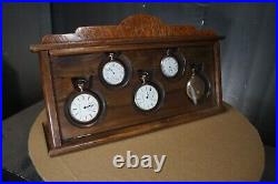 Pocket watch display case, displays 5 watches, 2-16s 3-18s