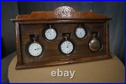 Pocket watch display case, displays 5 watches, 2-16s 3-18s