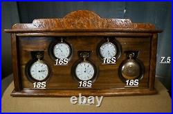 Pocket watch display case, displays 5 watches, 2-16s 3-18s