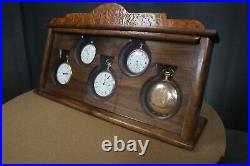 Pocket watch display case, displays 5 watches, 2-16s 3-18s