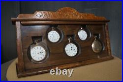 Pocket watch display case, displays 5 watches, 2-16s 3-18s