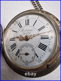Pocket watch full hunter horse and hunting scene W & D Perfection