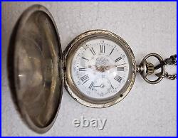 Pocket watch full hunter horse and hunting scene W & D Perfection