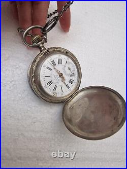Pocket watch full hunter horse and hunting scene W & D Perfection