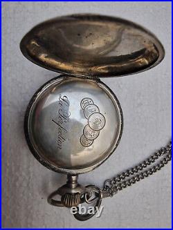 Pocket watch full hunter horse and hunting scene W & D Perfection