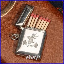 Preppy Club Hunting Deer Antique Sterling Silver Pocket Watch Fob Vesta Case