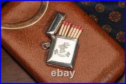 Preppy Club Hunting Deer Antique Sterling Silver Pocket Watch Fob Vesta Case