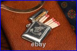 Preppy Club Hunting Deer Antique Sterling Silver Pocket Watch Fob Vesta Case