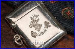 Preppy Club Hunting Deer Antique Sterling Silver Pocket Watch Fob Vesta Case