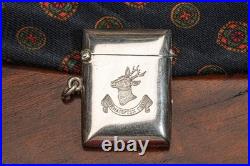 Preppy Club Hunting Deer Antique Sterling Silver Pocket Watch Fob Vesta Case