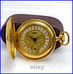 Pristine Vintage Swiss Arnex 10? Gold Hunter-Case Unitas 6498 Pocket Watch-Runs