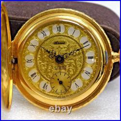 Pristine Vintage Swiss Arnex 10? Gold Hunter-Case Unitas 6498 Pocket Watch-Runs