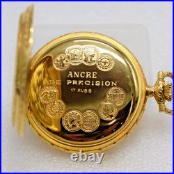 Pristine Vintage Swiss Arnex 10? Gold Hunter-Case Unitas 6498 Pocket Watch-Runs
