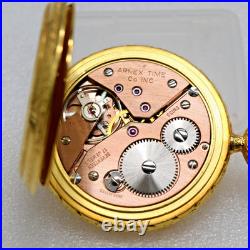 Pristine Vintage Swiss Arnex 10? Gold Hunter-Case Unitas 6498 Pocket Watch-Runs