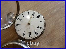 QUALITY ANTIQUE GENTS PAIR CASED SILVER FUSEE POCKET WATCH DATES c1817