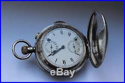 Quarter Repeater & Chronograph silver case pocket watch 54 mm