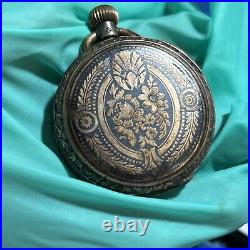 RARE 1885'S LONGINES SWISS SILVER HUNTER CASE POCKET WATCH Need Repairs