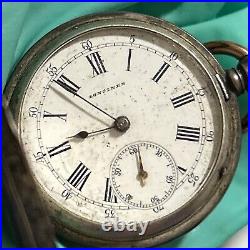 RARE 1885'S LONGINES SWISS SILVER HUNTER CASE POCKET WATCH Need Repairs