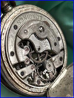 RARE 1885'S LONGINES SWISS SILVER HUNTER CASE POCKET WATCH Need Repairs