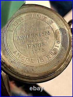 RARE 1885'S LONGINES SWISS SILVER HUNTER CASE POCKET WATCH Need Repairs