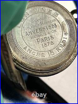 RARE 1885'S LONGINES SWISS SILVER HUNTER CASE POCKET WATCH Need Repairs
