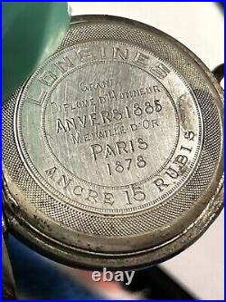 RARE 1885'S LONGINES SWISS SILVER HUNTER CASE POCKET WATCH Need Repairs