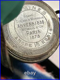 RARE 1885'S LONGINES SWISS SILVER HUNTER CASE POCKET WATCH Need Repairs