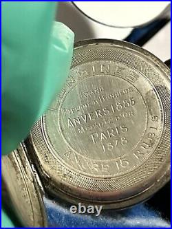 RARE 1885'S LONGINES SWISS SILVER HUNTER CASE POCKET WATCH Need Repairs