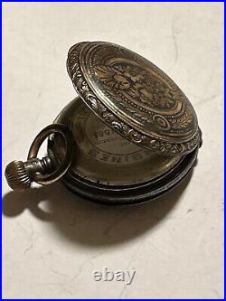 RARE 1885'S LONGINES SWISS SILVER HUNTER CASE POCKET WATCH Need Repairs