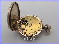 RARE 1885 Waltham 7J Size 8s Seaside Pocket Watch 10k Solid Gold Hunter Case