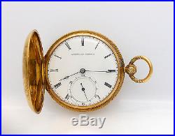RARE 18k Gold Hunting Case 10 size 44mm American Waltham Pocket Watch, KWithKS