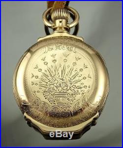RARE AM. WATCH CO. WALTHAM 14K GOLD 18s BOX HINGE HUNTER CASED POCKET WATCH 1887