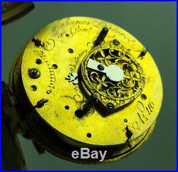 Rare Antique Pair Case Hour Repeater Pocket Watch Verge Fusee Cylinder Conv