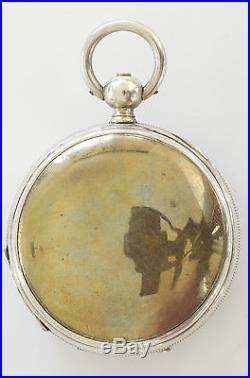 RARE CHINESE MARKET UNDER PAINTED SCENE SILVER CASE ANTIQUE POCKET WATCH
