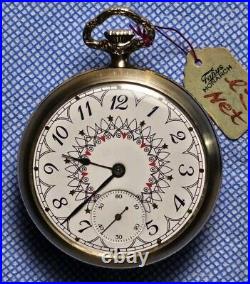 RARE Circa 1921 Waltham Pocket Watch Fancy Dial 16s FAHYS MONARCH CASE RUNNING