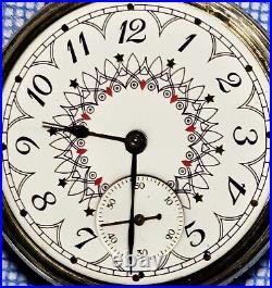 RARE Circa 1921 Waltham Pocket Watch Fancy Dial 16s FAHYS MONARCH CASE RUNNING