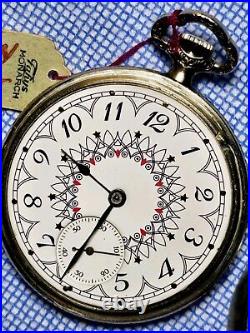 RARE Circa 1921 Waltham Pocket Watch Fancy Dial 16s FAHYS MONARCH CASE RUNNING
