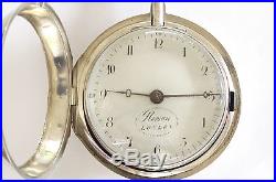 Rare English Silver Pair Case Verge Fusee Antique Pocket Watch 1795