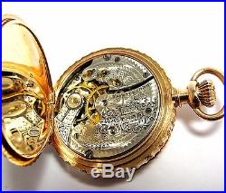 RARE & HEAVY 14K GOLD CASE 1895 WALTHAM 0S 11J HUNTERS POCKET WATCH