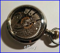 RARE Hampden 7 jewels Fancy dial 3/0 S. Original marked Glass back display case