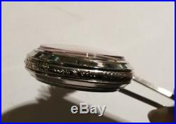 RARE Hampden 7 jewels Fancy dial 3/0 S. Original marked Glass back display case