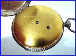 RARE KEYWIND CYLINDRE SWISS TRIPLE HINGED POCKET WATCH with BEAUTIFUL SILVER CASE