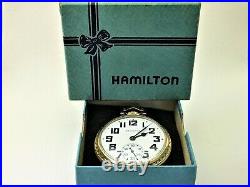 RARE Minty 1956 Hamilton 992B Railroad Pocket Watch 21j 16s BOC Case SERVICED