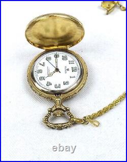 RARE POCKET WATCH NIVADA SWISS MADE GOLD CASE 1950s RARE COLLECTIBLES