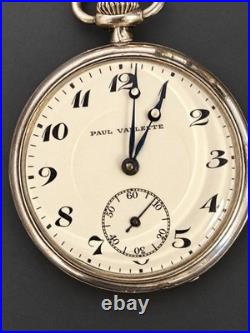 RARE Paul Vallette. 925 Silver Full Hunter Pocket Watch, Small Seconds 27384