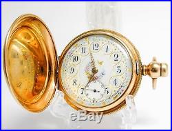 RARE SHOWPIECE COLUMBUS GOLD FILLED 18S HUNTERS CASE POCKET WATCH