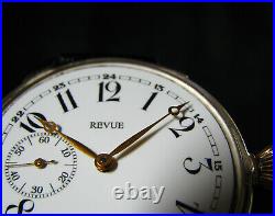 REVUE Gedeon Thommen Antique Large Pocket Watch Silver Case Porcelain Dial