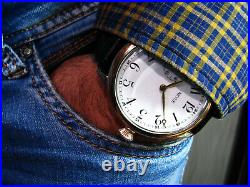 REVUE Gedeon Thommen Antique Large Pocket Watch Silver Case Porcelain Dial